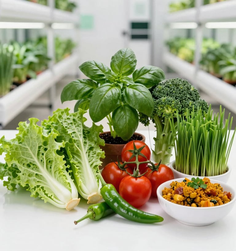 A colorful assortment of fresh vegetables including baby spinach, cherry tomatoes, and broccoli on a rustic wooden surface