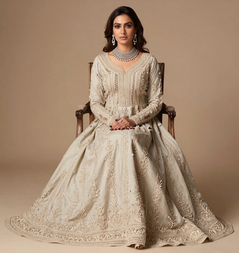 Close-up of intricate hand-stitched chikankari patterns on soft cotton fabric