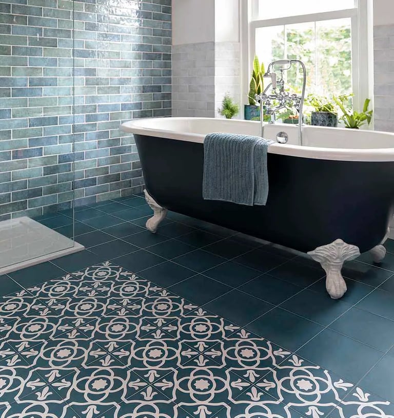 patterned tile bathroom remodeling