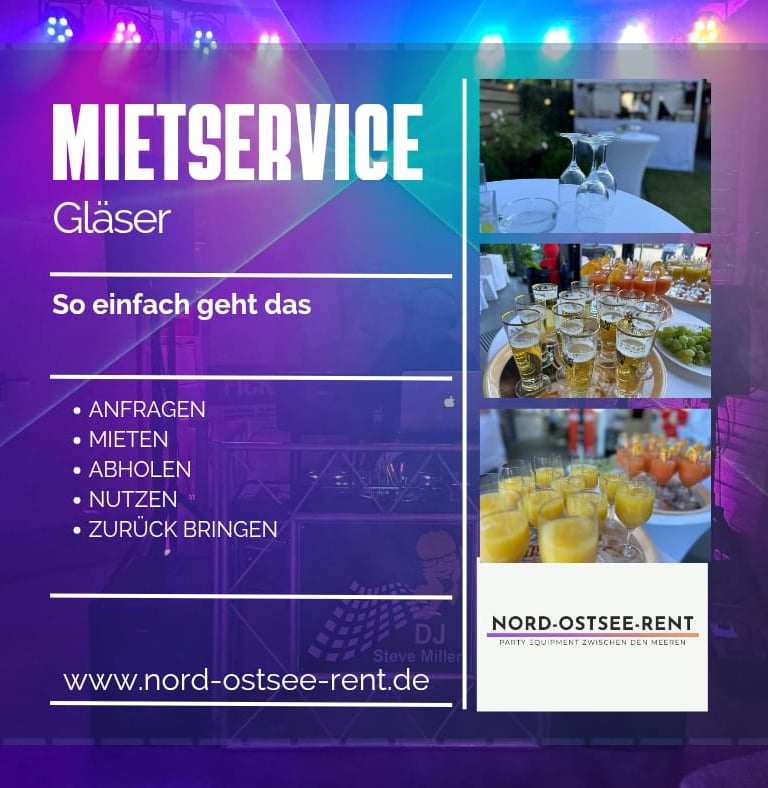 Professioneller Verleih von Gläsern für Veranstaltungen, inklusive Sekt-, Wein- und Biergläser