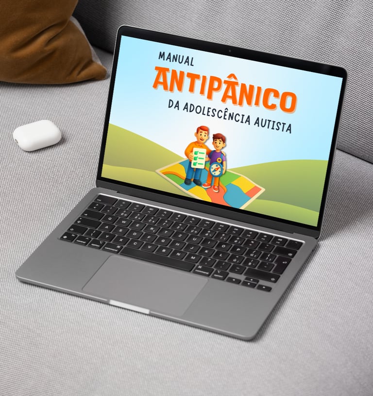 Curso Online Método Antipânico para pais de autistas. Treinamento em vídeo no notebook.