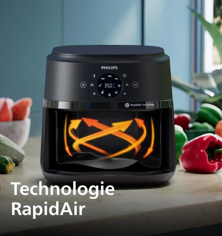 PHILIPS Air Fryer Série 2000-6.2L, 13 façons de cuisiner, technologie RapidAir, tecnotack.com