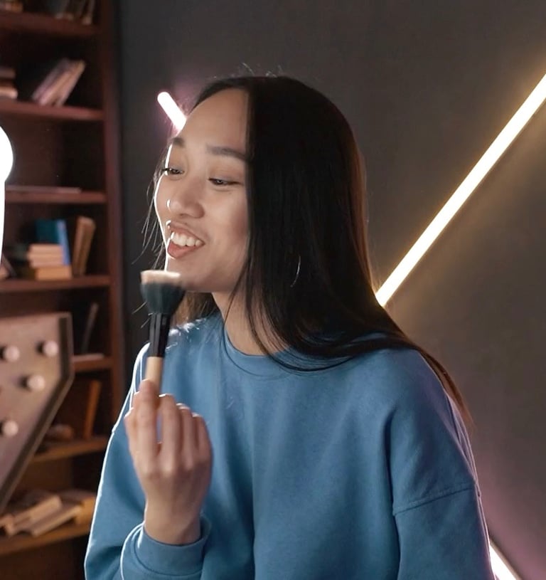 A person creating social media video content