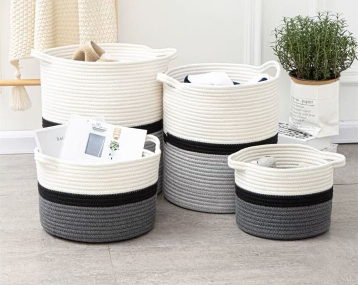 Handmade storage baskets for home decor and organization, made in India