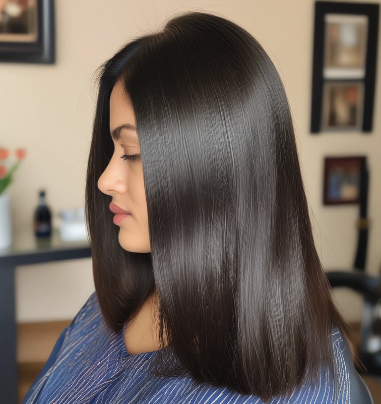 Modern Indian woman getting hair smoothening treatment at Stardom by Ashpreet Kaur Unisex Salon
