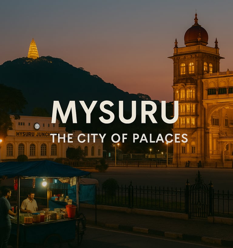 Mysuru Palace illuminated at night showcasing royal architecture