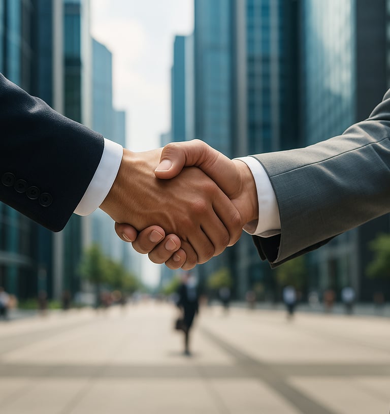 businessmen shaking hands to close a deal