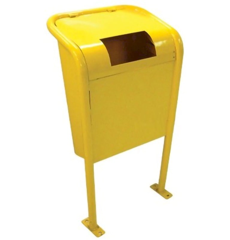 Bote de basura de acero para anclar a cemento