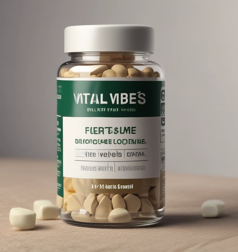 Various herbal supplements with fresh herbs and spices in the background.