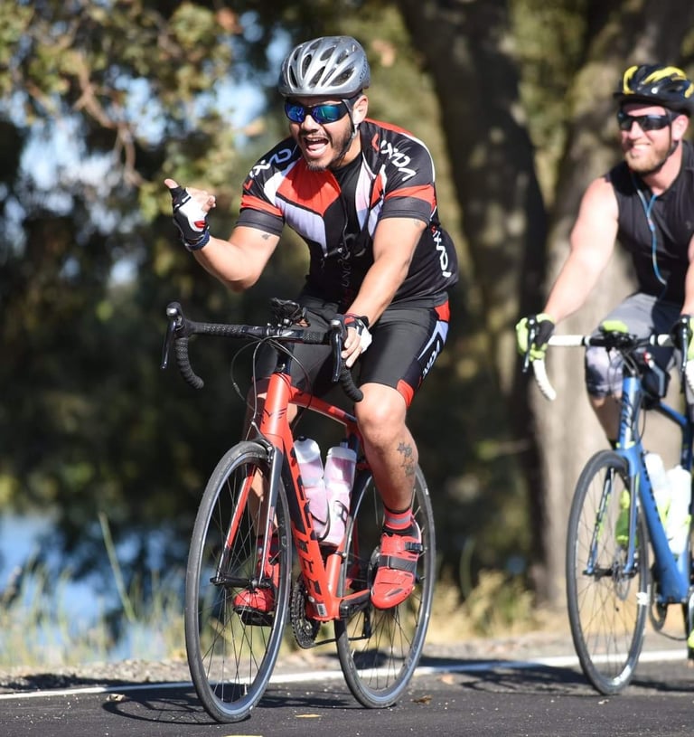 Two men cycling in the outdoors