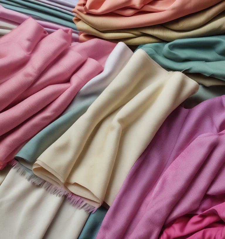 A vibrant array of designer fabrics in various colors and textures.