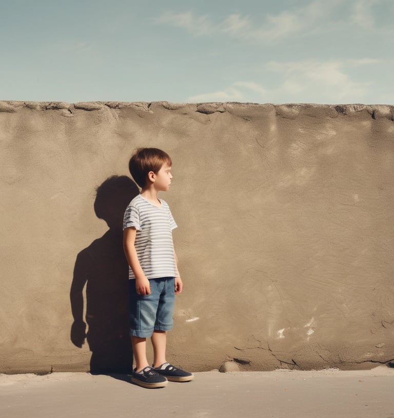 A playful child in colorful ethnic wear smiling outdoors on a bright day