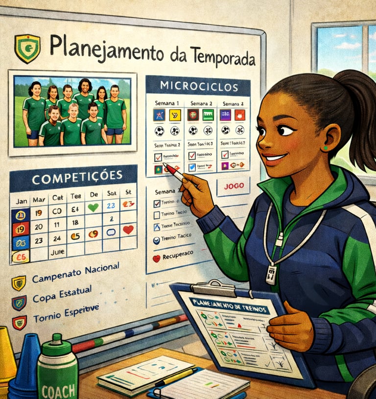 Treinador realizando o planejamento do ano.