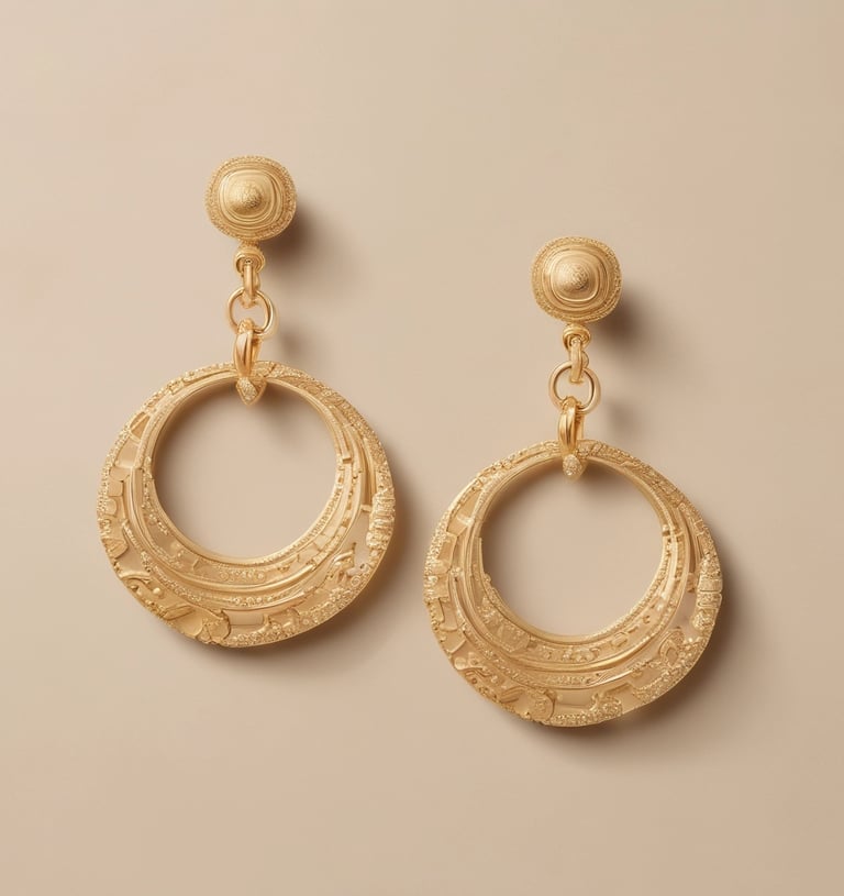 Pair of shimmering drop earrings resting on a vintage lace cloth