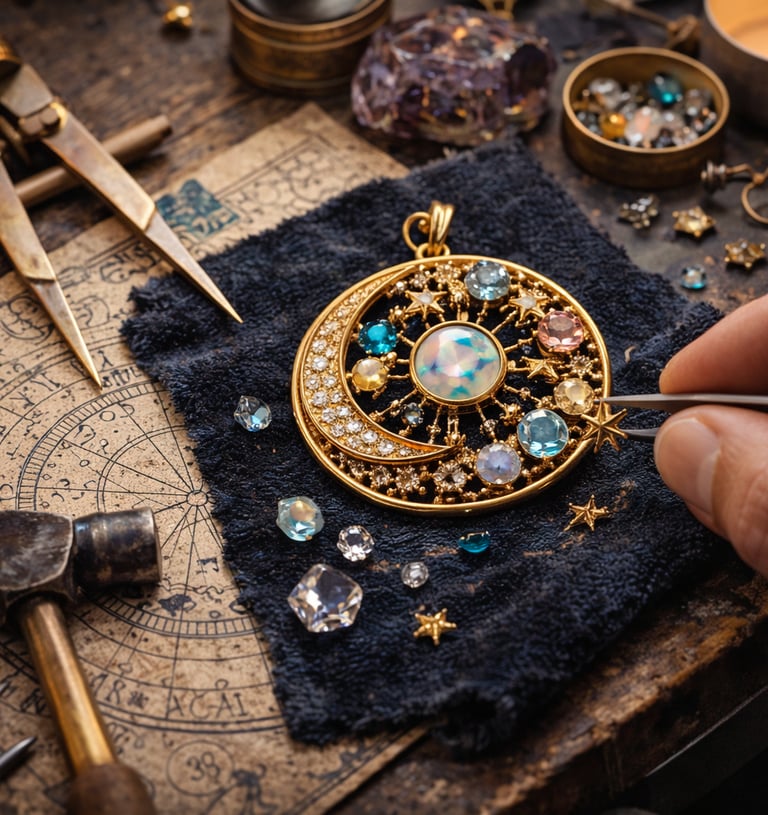 Bespoke gold pendant designed by BELLE based on client birth date frequency, luxury custom jewelry