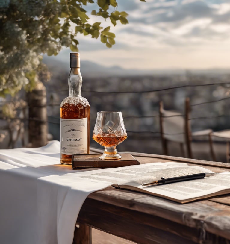 savureaza un pahar de whiskey in timp ce citesti o carte in engleza
