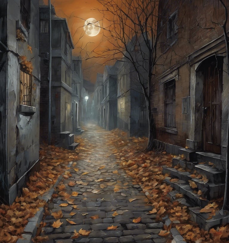 a street scene with a full moon - good background for a crime