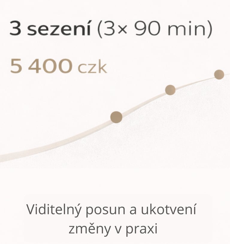 Balíček koučinku – tři sezení pro viditelný posun a ukotvení změny v praxi.