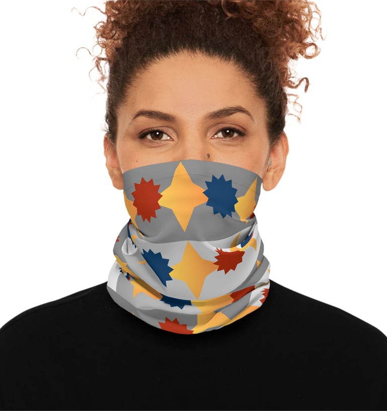 A geometric neck gaiter