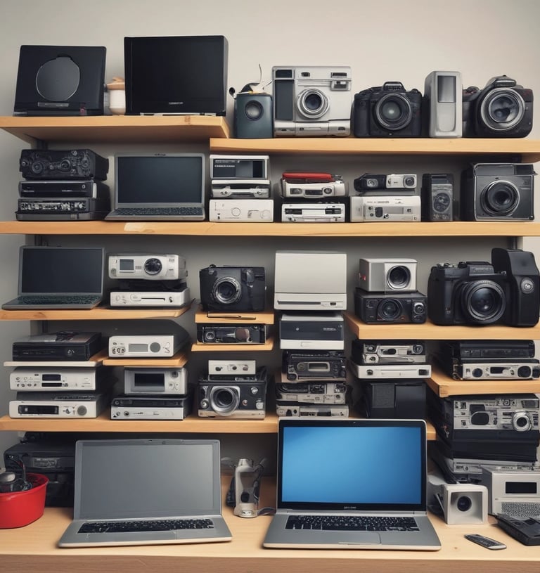 MacBook Pro on table beside white iMac and Magic Mouse