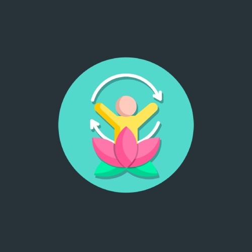 A person standing in front of a flower, arrows move in a concentric pattern around them.