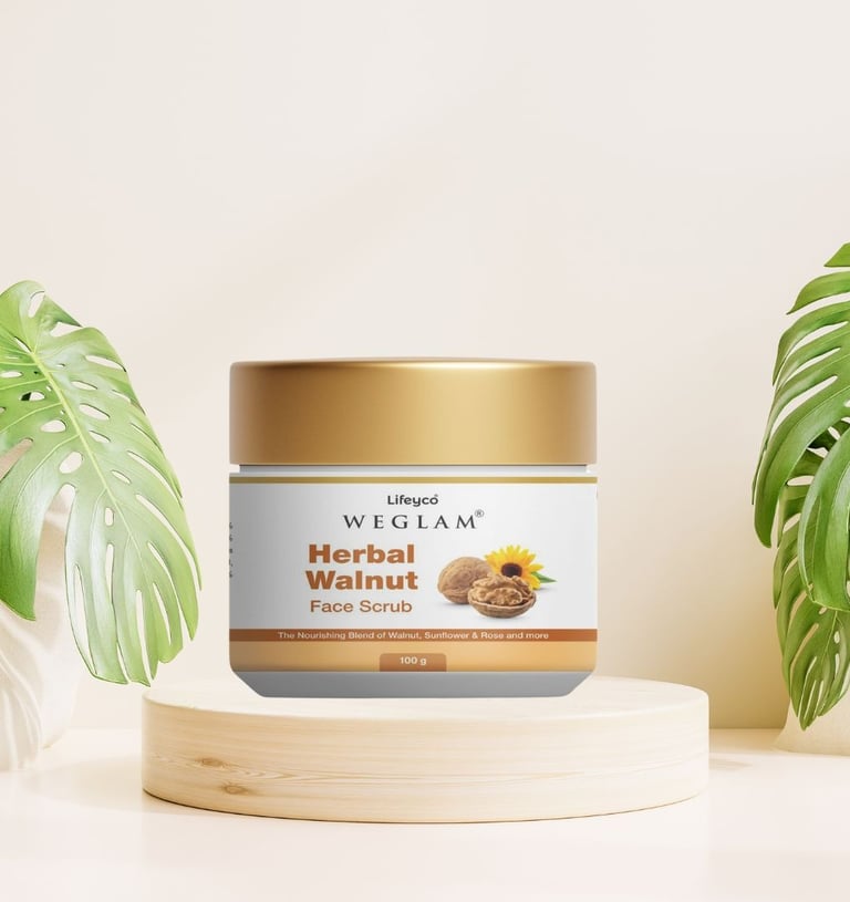 WeGlam Walnut Face Scrub with natural Exfoliants for Removing dead skin and blackheads