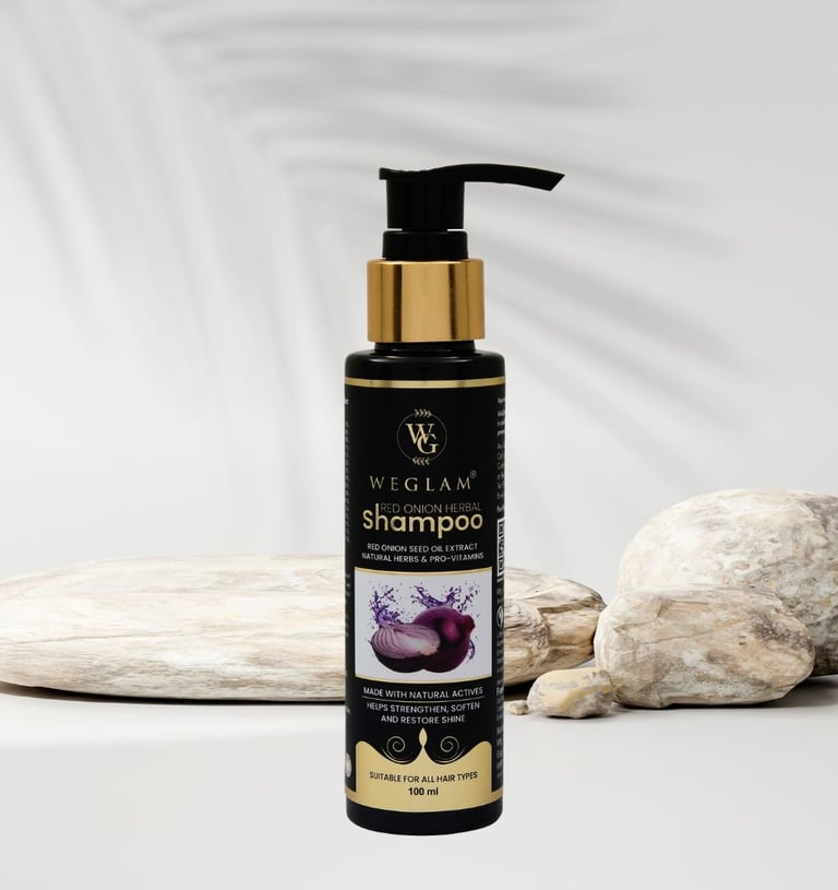 Weglam Red Onion Herbal Shampoo for gentle cleansing and hair growth support