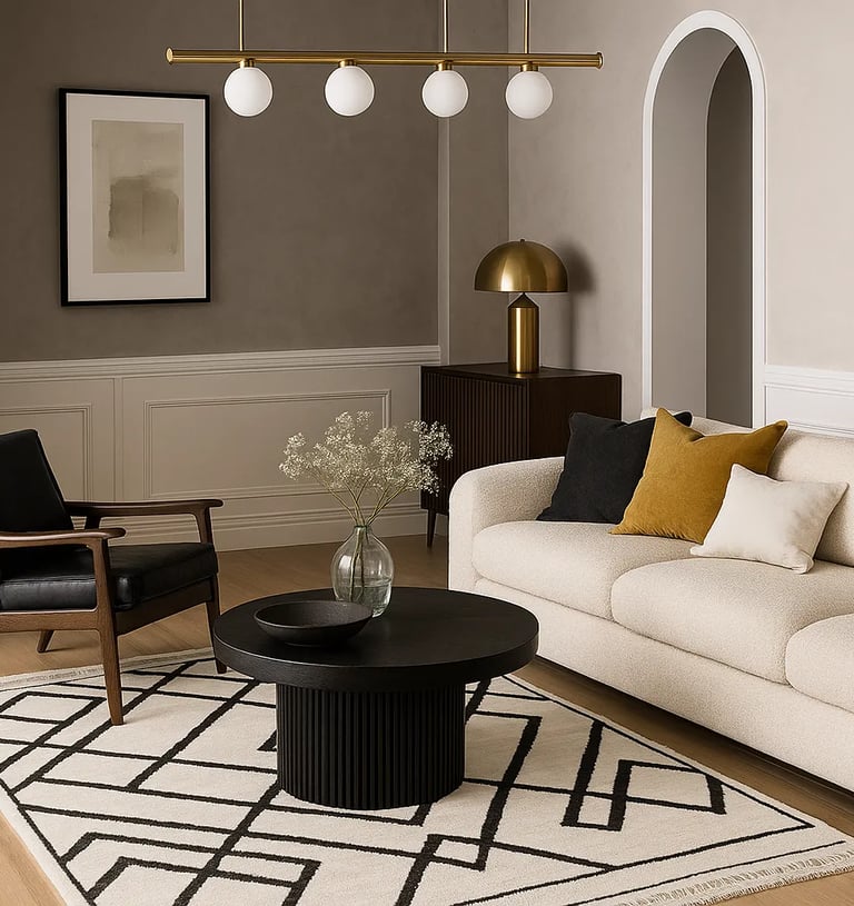 Minimalist modern rug design by Rasida Creation, handmade with care