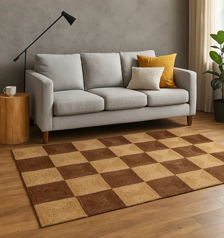 Minimalist modern rug design by Rasida Creation, handmade with care