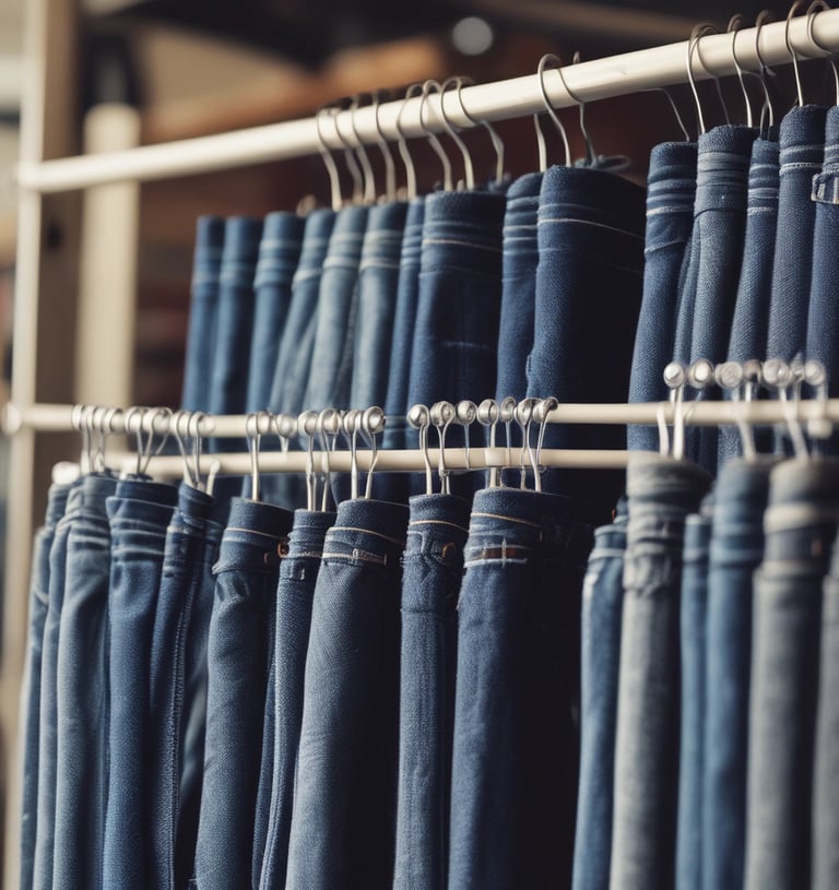 A close-up of high-quality denim fabric.