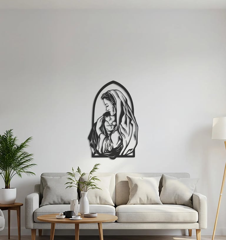 Religious-themed metal wall art, handmade spiritual home decoration