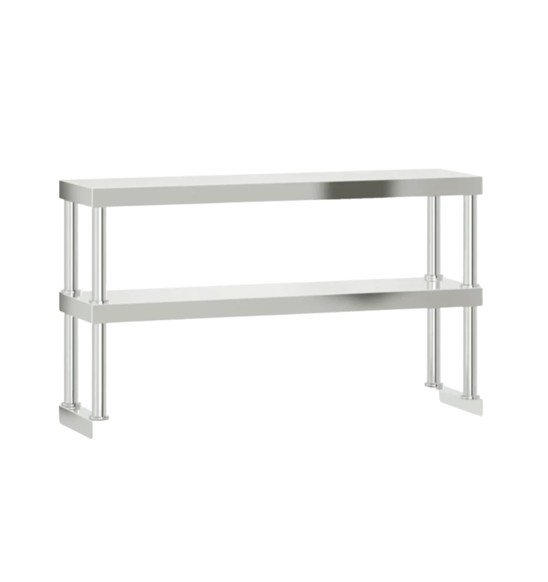 Double tier stainless steel over shelf from our light duty range for extra bench storage.