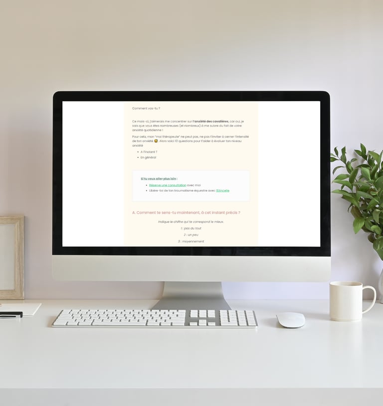ecran d'ordinateur montrant une newsletter pour cavalier