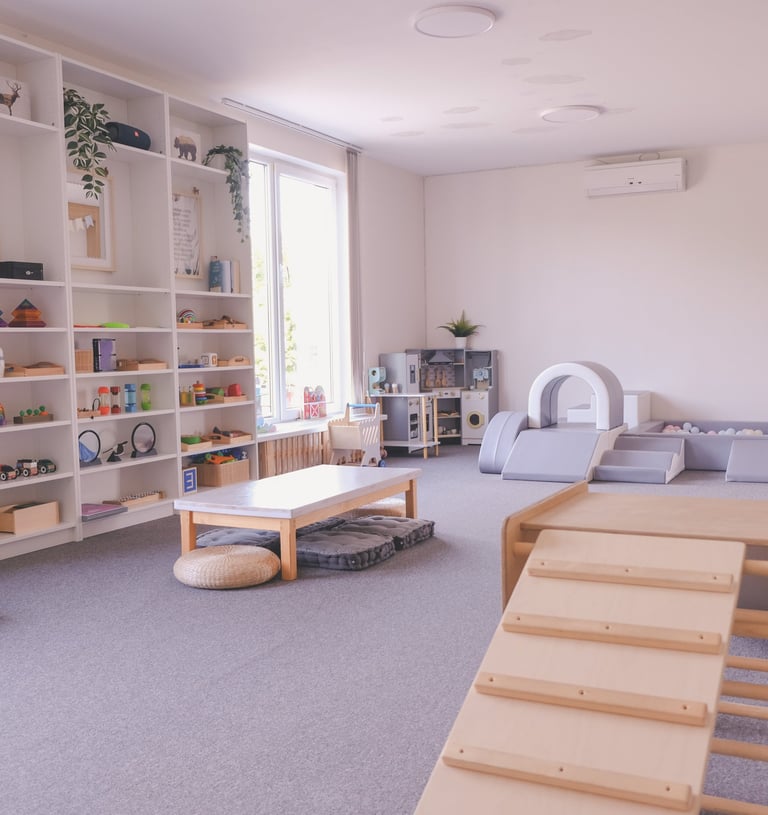 Žaidimų kambarys vaikams 0-6 metų su mediniais Montessori žaislais Baltupiuose