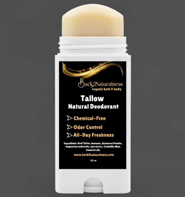 a stick of back2naturalness Tallow Natual Deodorant