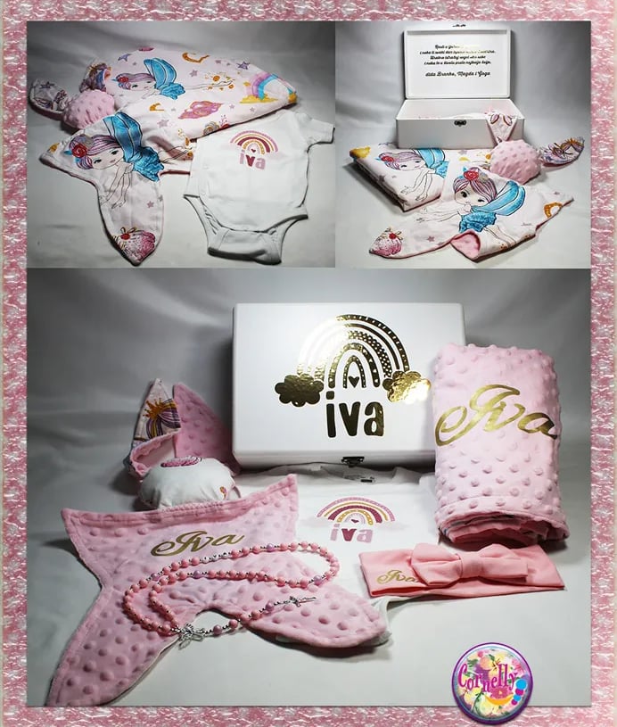 Personalizirani poklon set za bebe – tješilica, dekica i bodi