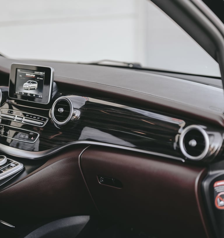 Luxury interior of Mercedes V-Class with GPS, ideal for corporate mobility and executive business 