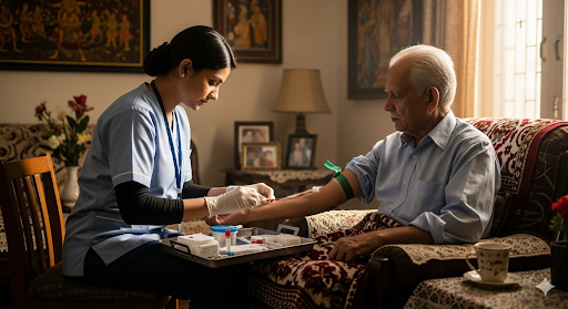 Home nursing care and diagnostic services in Bhubaneswar including blood tests, portable X-rays, and catheter at home