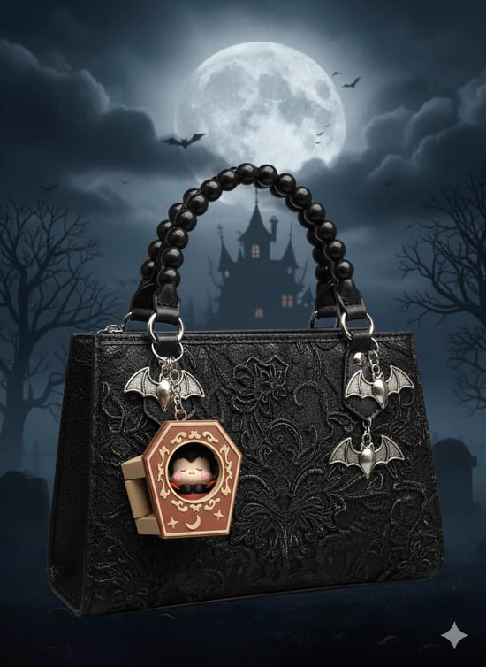 articulated vampire mini figure in coffin keychain