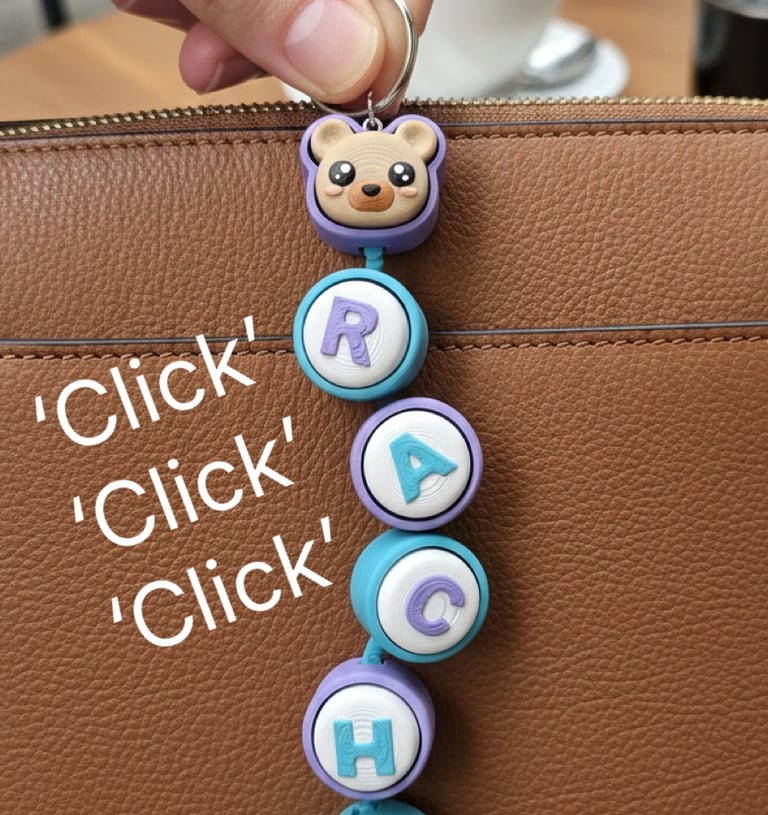 Fidget sensory clicker customisable name keychain