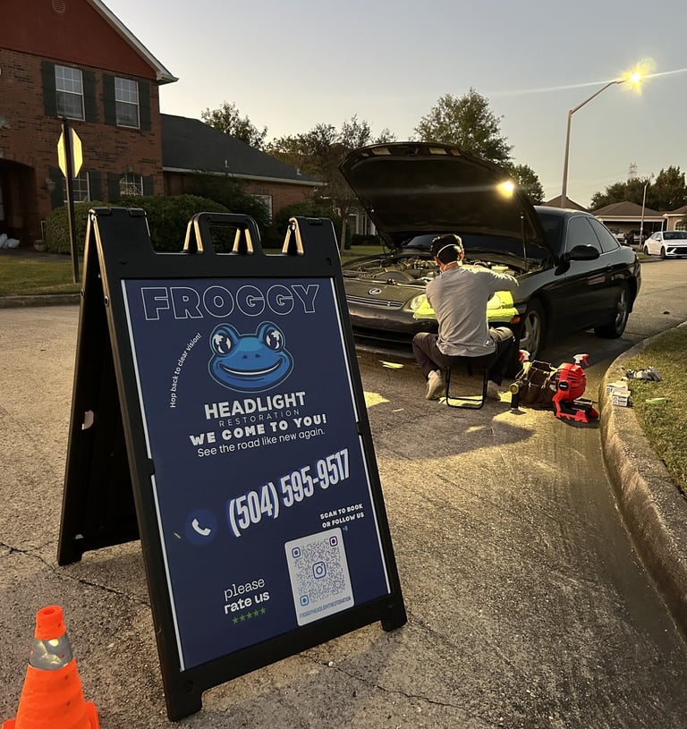 foggy mobile headlight restoration in New Orleans