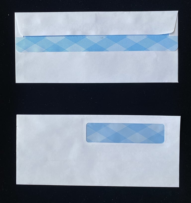 Gummed paper envelopes for mailing