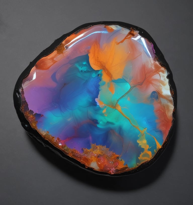 Polished opal gemstones shining under soft light on a dark background.