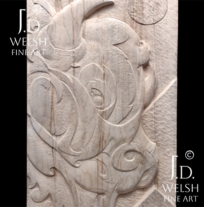 Modernist Bison - Hard Maple Relief Wood Sculpture - Jeremiah D Welsh