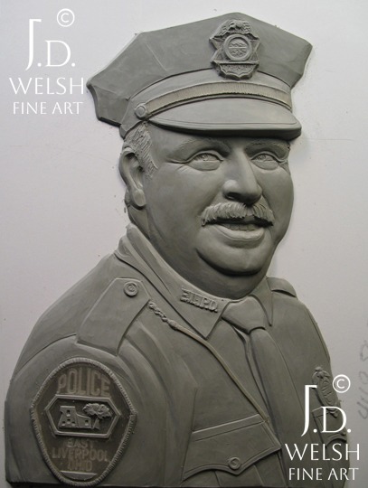 Police Portrait - 12" - clay sculpture - Jeremiah D Welsh