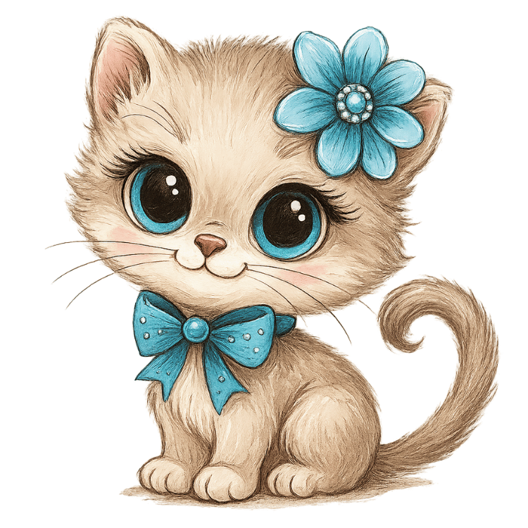 a kitten with a blue bow tie and a blue bow