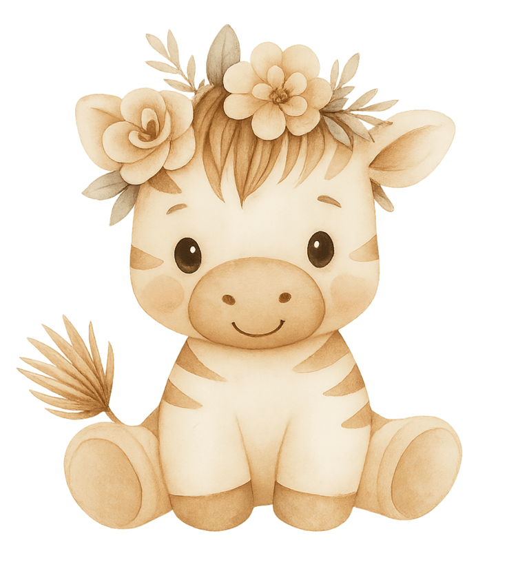 a zebra with a flower crown on its head