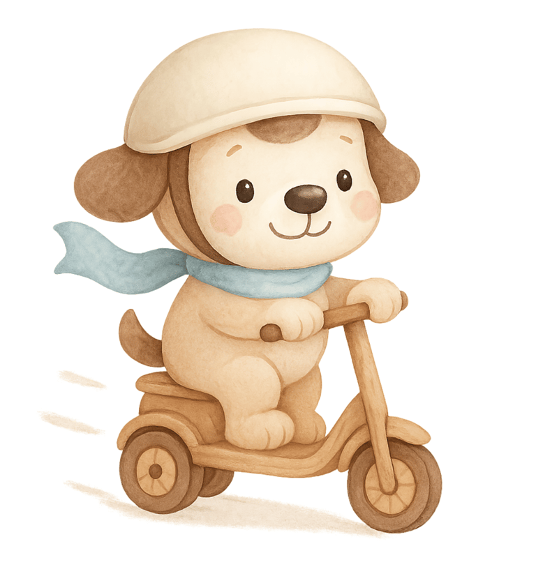 a dog sitting on a scooter with a hat on