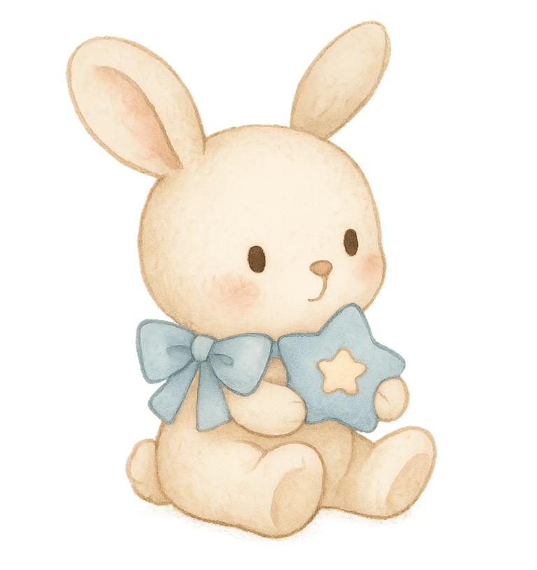 a cute little bunny rabbit with a blue bow