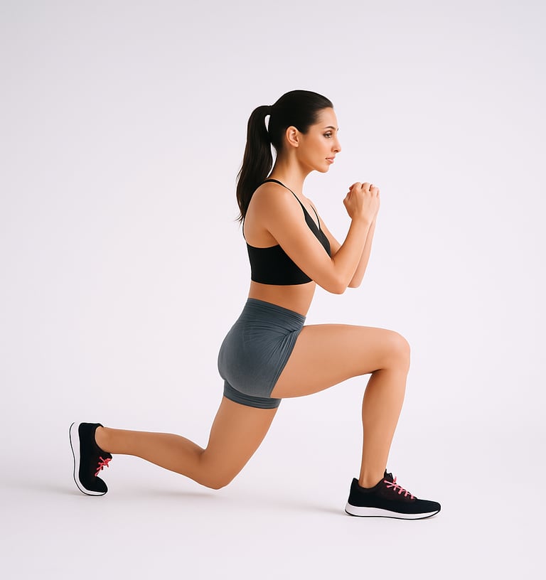 a woman doing step-back lunges